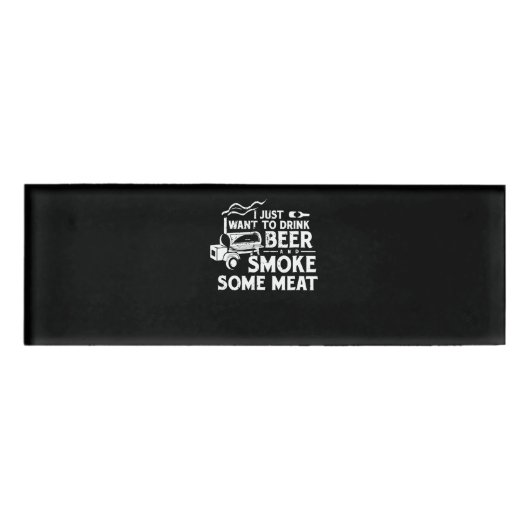 BBQ Roking Pitmaster Gift Drink Beer Smoke Vlees Naambadge (Voorkant)
