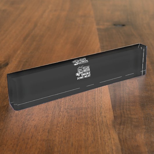 BBQ Roking Pitmaster Gift Drink Beer Smoke Vlees Naambordje (Zijkant)