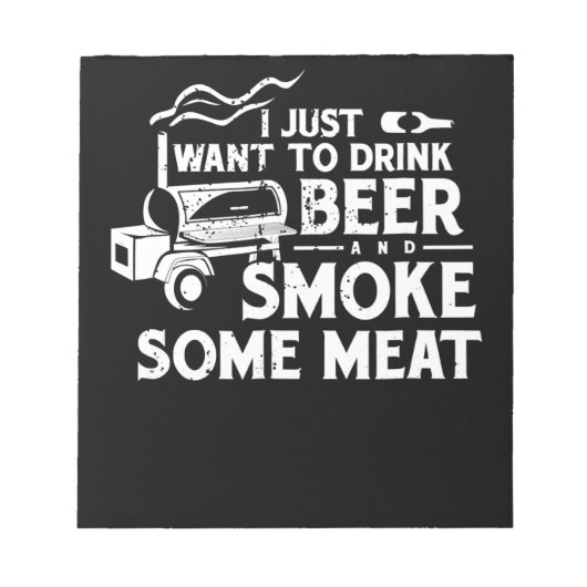 BBQ Roking Pitmaster Gift Drink Beer Smoke Vlees Notitieblok (Voorkant)