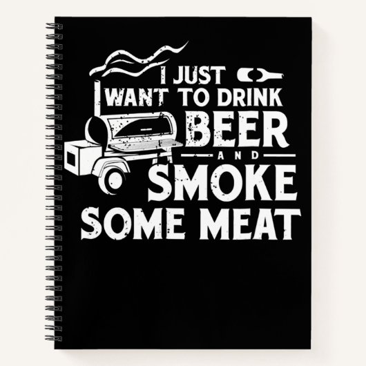 BBQ Roking Pitmaster Gift Drink Beer Smoke Vlees Notitieboek (Voorkant)