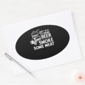 BBQ Roking Pitmaster Gift Drink Beer Smoke Vlees Ovale Sticker (Envelop)