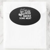 BBQ Roking Pitmaster Gift Drink Beer Smoke Vlees Ovale Sticker (Tas)