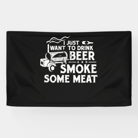 BBQ Roking Pitmaster Gift Drink Beer Smoke Vlees Spandoek (Horizontaal)