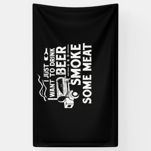 BBQ Roking Pitmaster Gift Drink Beer Smoke Vlees Spandoek (Verticaal)