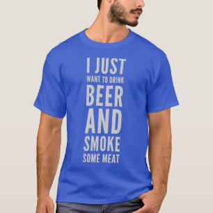 BBQ Roking Pitmaster Gift Drink Beer Smoke Vlees T-shirt