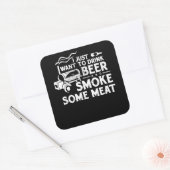 BBQ Roking Pitmaster Gift Drink Beer Smoke Vlees Vierkante Sticker (Envelop)