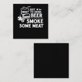 BBQ Roking Pitmaster Gift Drink Beer Smoke Vlees Vierkante Visitekaartje (Voorkant / Achterkant)