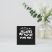 BBQ Roking Pitmaster Gift Drink Beer Smoke Vlees Vierkante Visitekaartje (Staand voorkant)