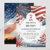BBQ Rood Wit Blauw USA Vlag 4th van juli Party Kaart (Voorkant / Achterkant)