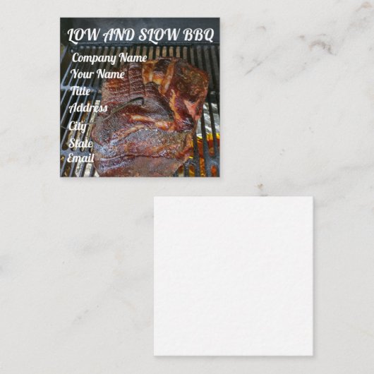 BBQ Rookvlees Catering Vierkante Visitekaartje (Voorkant / Achterkant)