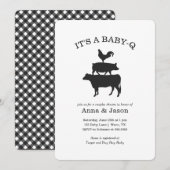 BBQ Rustic Couples Baby shower Baby Q Uitnodiging (Voorkant / Achterkant)