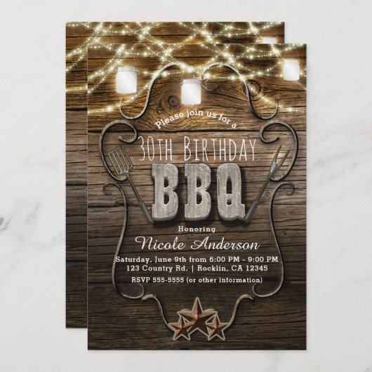 BBQ Rustieke Houten Metselaars Potten Lichten Verj Kaart (Voorkant / Achterkant)