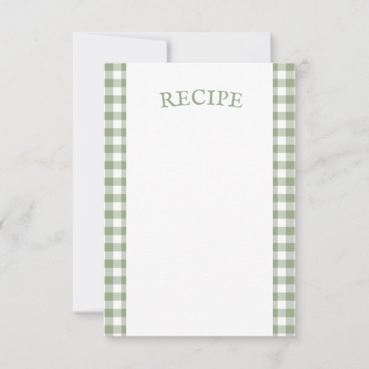  BBQ Sage Green Gingham Recept Kaart (Voorkant)