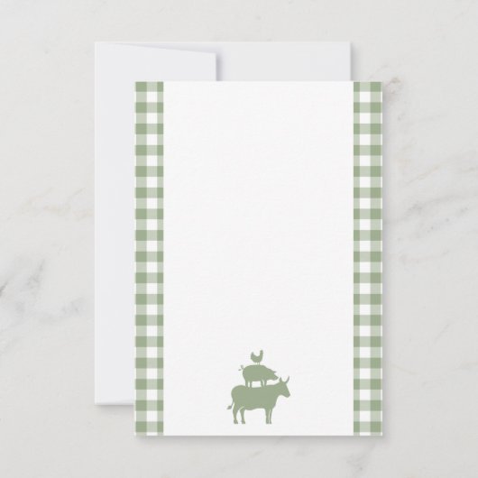  BBQ Sage Green Gingham Recept Kaart (Achterkant)