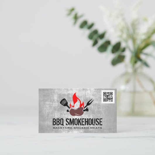BBQ - Santistbrand | Qr code Visitekaartje (Staand voorkant)