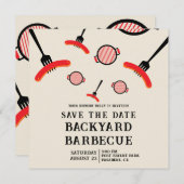BBQ Save the Date Kaart met Grill & Fork (Voorkant / Achterkant)