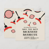 BBQ Save the Date kaart met Grill & Vork (Voorkant / Achterkant)