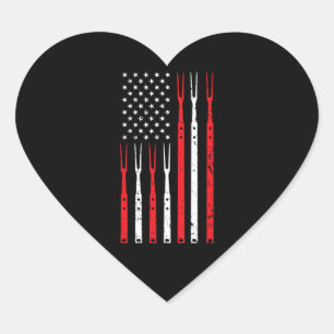 BBQ   Shirt voor Heren Papa Gift Patriottische USA Hart Sticker