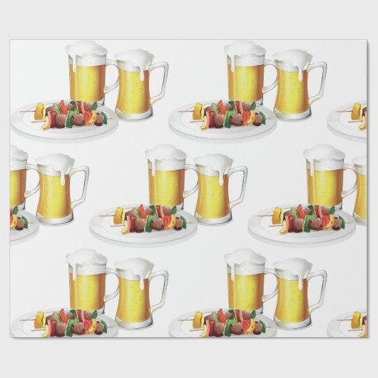 BBQ Skewers en bier zomer Cookout Cadeaupapier (Vlak)