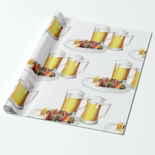 BBQ Skewers en bier zomer Cookout Cadeaupapier (Uitgerold)