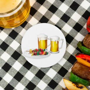 BBQ Skewers en bier zomer Cookout Ronde Button 7,6 Cm