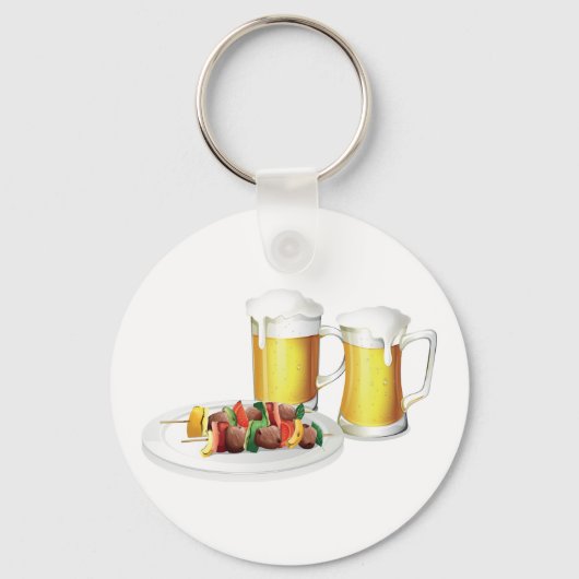BBQ Skewers en bier zomer Cookout Sleutelhanger (Achterkant)