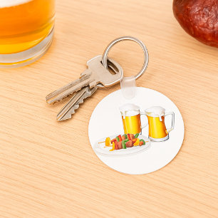 BBQ Skewers en bier zomer Cookout Sleutelhanger