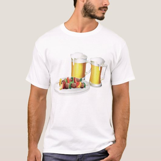 BBQ Skewers en bier zomer Cookout T-shirt (Voorkant)