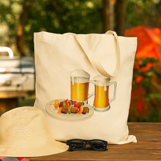 BBQ Skewers en bier zomer Cookout Tote Bag