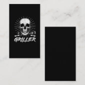 BBQ Skull Chef Summer Meat Smoking Grill Master Visitekaartje (Voorkant / Achterkant)