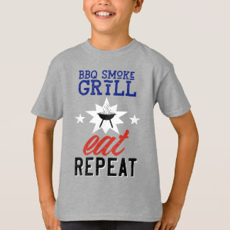 BBQ Smoke Grill EAT REPEAT rustiek T-shirt