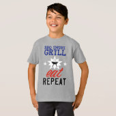 BBQ Smoke Grill EAT REPEAT rustiek T-shirt (Voorkant volledig)