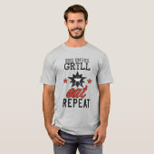 BBQ Smoke Repeat EAT REPEAT koken T-shirt (Voorkant volledig)