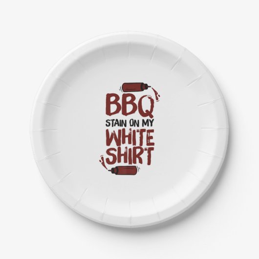 BBQ Stain op mijn White Premium Papieren Bordje (Voorkant)