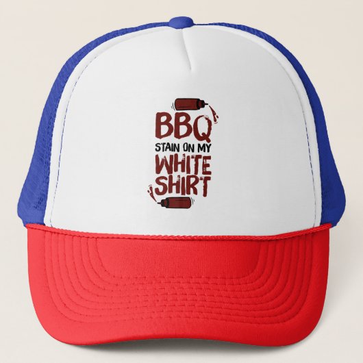BBQ Stain op mijn White Premium Trucker Pet (Voorkant)