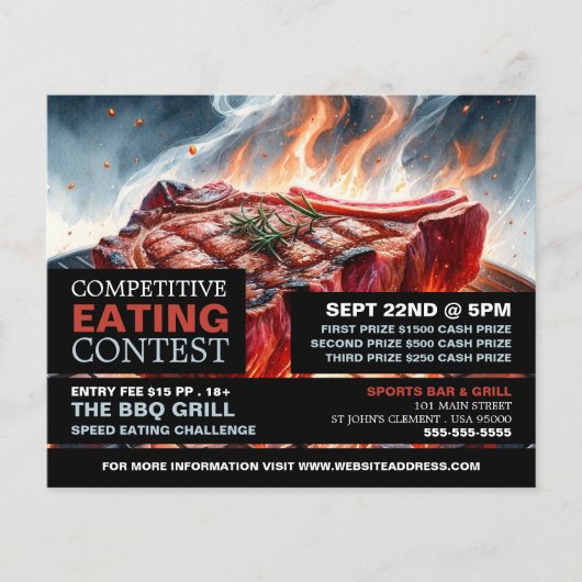 BBQ Steak - Competitieve/Speed Eating Contest Flyer (Voorkant)