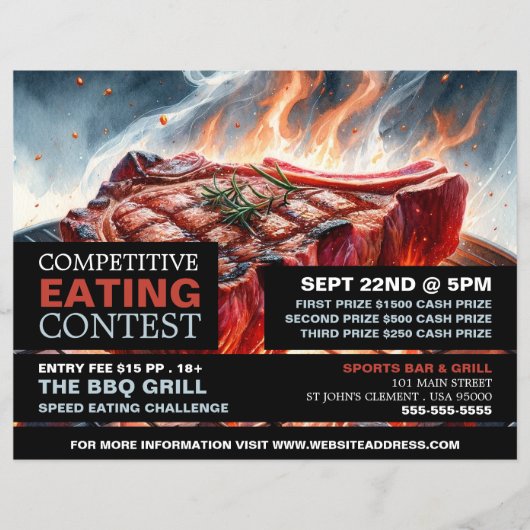 BBQ Steak - Competitieve/Speed Eating Contest Flyer (Voorkant)