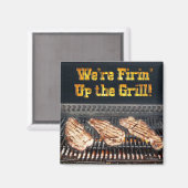 BBQ Steaks op de Grill Magneet (Voorkant / Achterkant)