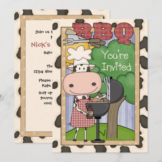 BBQ Steer Uitnodiging (Voorkant / Achterkant)