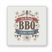 BBQ Sticker-4 juli picknick Retro stijl Sticker (Voorkant)
