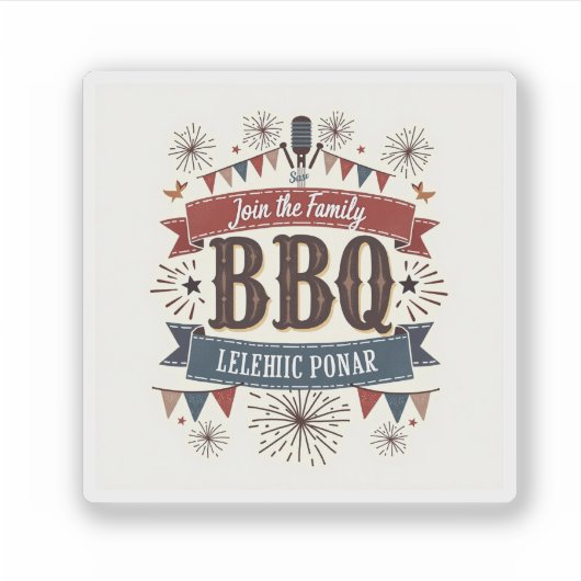  BBQ Sticker-4 juli picknick Retro stijl Sticker (Voorkant)