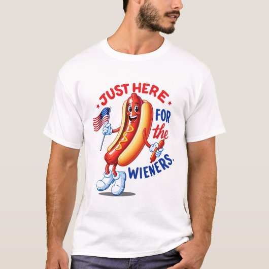BBQ-team Funny 4 juli Hotdog T-shirt (Voorkant)