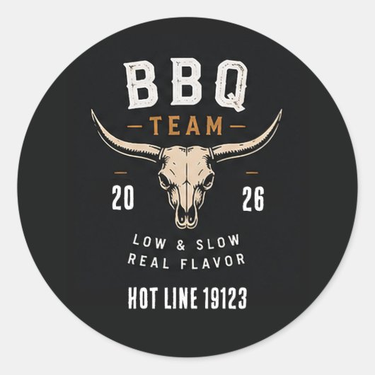 🐂 BBQ Team Smokehouse Restaurant Personeel 🐂 Ronde Sticker (Voorkant)