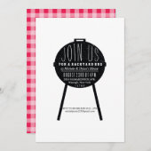 BBQ Tekst met rode Checker deken thema uitnodiging (Voorkant / Achterkant)