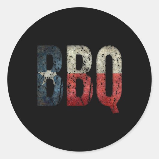 BBQ Texas State Flag Byrbecue Ronde Sticker (Voorkant)