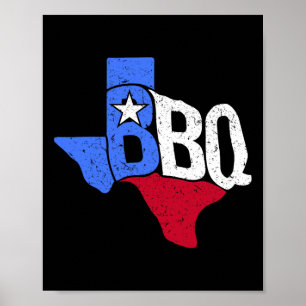 BBQ Texas State Vlag en Byrbecue Kaart Poster