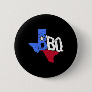 BBQ Texas State Vlag en Byrbecue Kaart Ronde Button 5,7 Cm