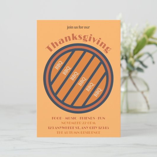 BBQ Thanksgiving Invitation Kaart (Staand voorkant)