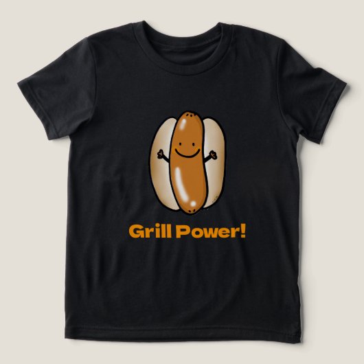 BBQ Tijd Grappige Hot Dog Cartoon Tri-Blend Shirt (Design voorkant)