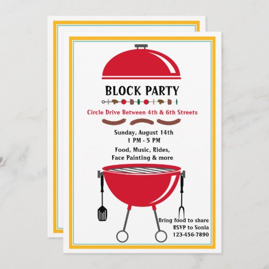 BBQ Time Invitation Kaart (Voorkant / Achterkant)